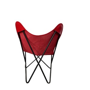 Luxury Vintage Antique Leather Butterfly Chair Red Iron Frame Reclining Foldable for Indoor/Outdoor Home Office Living Bedroom - Product Image 3