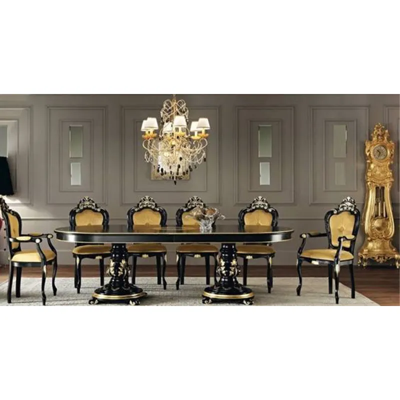 Lüks klasik tarzı yemek seti yemek sandalyeleri gelen katı ahşap için en iyi kalite ile yemek odası mobilyası