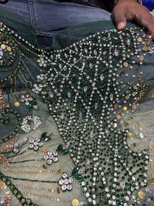 Tissu perlé de luxe en polyester 100% avec zircon fait à la main fournisseur indien motif de maille tissé pour sac de robe faisant le meilleur prix - Product Image 5