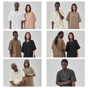 Logotipo personalizado 100% algodón 220gsm de punto Impresión digital Peso pesado Camisetas de manga regular de gran tamaño para hombres - Product Image 2