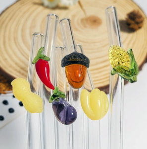 Pailles en verre personnalisées en borosilicate résistant à la chaleur, écologiques, à motifs floraux et fruités, pour cadeaux de mariage, événements et marques - Product Image 3