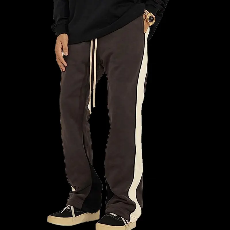 Personalizado francés Terry Fleece pantalones de chándal gimnasio Jogger pantalones sueltos Streetwear acampanados pantalones de chándal hombres