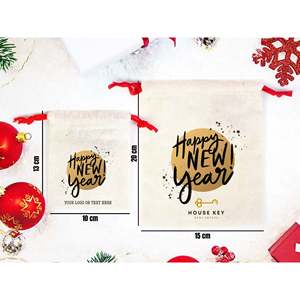 Sacs cadeaux en coton personnalisés pour le Nouvel An, sacs personnalisés pour les entreprises et les fêtes - Product Image 3