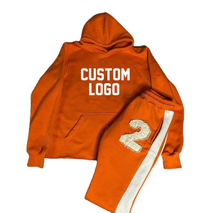 Conjunto de chándal Vintage bordado desgastado de alta calidad personalizable Sun Faded Printed Logo Hoodie pantalones de chándal acampanados de invierno - Product Image 2