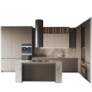 Armoires de <span class=keywords><strong>cuisine</strong></span> KEJIA de style shaker moderne et transitionnel, en bois grainé, avec îlot, pour projets d'intérieur de villas de luxe - Product Image 1