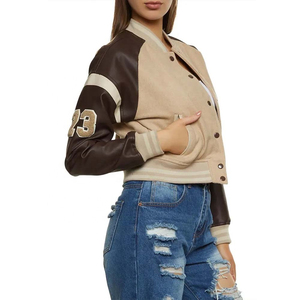 Chaqueta Universitaria de Cuero Personalizada de Alta Calidad, Chaqueta Corta para Mujer, Fácil de Usar - Product Image 5