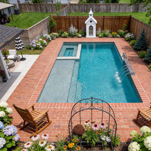 Rustic Swimming <b>Pool</b> with Natural Stone Coping low maintenance prefabricated backyard large inground - Product Image 2