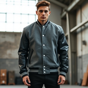 Veste universitaire pour femmes avec manches en cuir véritable, look streetwear, manteau d'hiver pour hommes, veste d'hiver pour hommes, vente en gros - Product Image 1