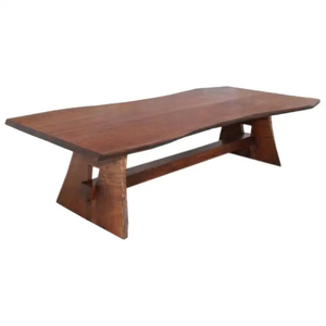 <b>Solid</b> <b>Wood</b> Dining <b>Table</b> with Wide Natural Slab Top Modern Design for Home Hotel or Villa Interior - Product Image 1