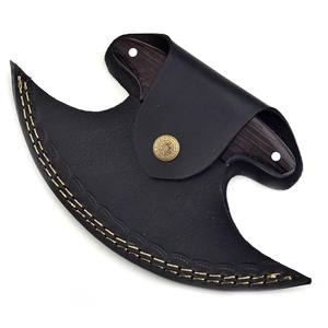 Couteau Ulu Alaskan en acier Damas Nordic Forge, fourreau en cuir, manche en bois de Wengé, coupe-pizza, lame de 6-7,9 pouces, couteaux ambidextres - Product Image 5