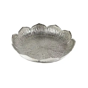 Plateau de service de nourriture fini brillant de miroir en métal de forme rectangulaire de luxe Offre Spéciale avec la frontière perlée en cristal Noël - Product Image 6