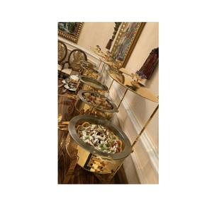 จานทำจากสเตนเลสสตีลระดับไฮเอนด์พร้อมกระทะเสิร์ฟขนาดใหญ่และทำเสร็จหรูหราเหมาะสำหรับจัดงานและเป็นแพลนเนอร์ - Product Image 1