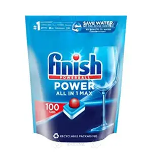 Solid Dishwashing Detergents Free From Preservatives & Chlorine Bleach 100tabs Powerball Regular (UK) Finish Detergent Tablet