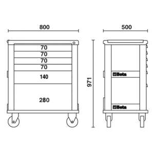 Catégorie de produit Cabine à roulettes mobile BETA avec armoires à outils à 6 tiroirs - Product Image 4
