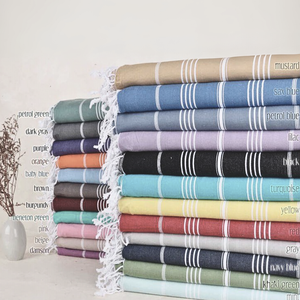 Toalla de Playa Turca 100% Algodón XL Peshtemal Sultan Pareo de Secado Rápido Absorbente a Rayas Color Personalizado 100x190 cm Hecho en Turquía - Product Image 6