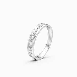 Anillo de boda apilable para mujer con diamantes cultivados en laboratorio, media eternidad, 0.30 ct, en oro amarillo, blanco y rosa de 9 quilates - Product Image 2