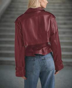 Chaqueta de Cuero de Invierno Transpirable de Talla Grande con Logotipo Personalizado para Mujer, Chaqueta de Motociclista de Piel de Oveja Real con Relleno de Algodón - Product Image 4