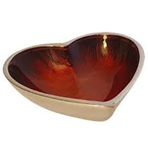 High-End Hotel Dinner <b>Bowl</b> <b>Enamel</b> Chocolate Colored Metal <b>Bowl</b> Heart Shape Commercial Gift - Product Image 1