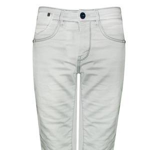 Heavy Cotton <b>Denim</b> Pants For Men Featuring Straight Cut Waist Design And Natural Washed Look - Product Image 4