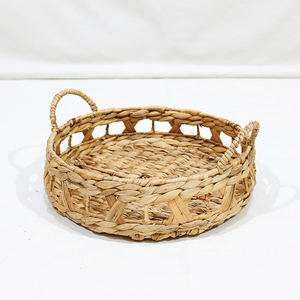 Artex Dong Thap Plateau de service rond fait à la main Design tissé en jacinthe d'eau avec poignées - Product Image 4