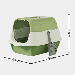 Caja de arena inteligente para gatos de gran capacidad, fácil de limpiar, con tapa abierta y lados altos, incluye pala, 20L, de PP. - Product Image 1