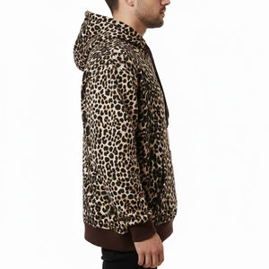 Sudadera con Capucha de Estilo Vintage, Personalizable con Logotipo, para Hombre, de Felpa Gruesa, con Estampado de Leopardo, Talla Grande - Product Image 5