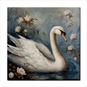 Style vintage Lac des cygnes Art mural floral Carreau de céramique Dosseret Bordure Accessoires de carrelage élégants - Product Image 1