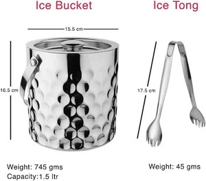 Enfriador de cerveza de vino Cubo de hielo de acero inoxidable con tapa Pinzas de hielo Cubo de hielo de metal de doble pared de alta comercialización - Product Image 6