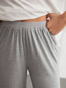 Conjunto de pijama modal personalizado de 2 piezas para mujer, Tops cortos y pantalones largos de bambú acogedores, ropa de descanso Sexy ajustada de alta elasticidad para verano y otoño - Product Image 2