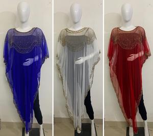 Iconic Luxury Adult Dress Heavy Sequins Embroidery Beading Free Size <b>Poncho</b> Shrug Top Sleeveless Crop Top Slit Natural for - Product Image 6