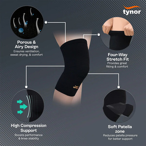 Manchon de compression respirant pour genouillère, ajustable et extensible, idéal pour le basketball, la course, le volleyball, le cyclisme et le fitness (vente en gros) - Product Image 3