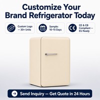 Mini-réfrigérateur rétro 112L beige avec poignée, congélateur compact sans givre R600a CE