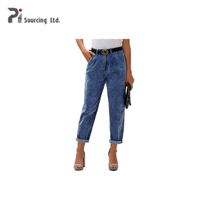 Pantalones vaqueros elásticos personalizados para mujer, Jeans de cintura alta de Color sólido, pitillo, pitillo, Vintage, venta al por mayor - Product Image 4