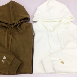 Sudadera con capucha suelta de mezcla de algodón básico para parejas estampado bordado hombres y mujeres - Product Image 3