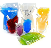 Emballage personnalisé pour jus de fruits en plastique PE transparent avec logo thermoscellé, mini-sachets à bec verseur pour jus de fruits 300 ml 500 ml