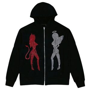 2024 nuevos productos hombres Sudadera con capucha Streetwear Sudadera con capucha Puff estampado personalizado 400Gsm algodón Zip Up Hoodie - Product Image 1