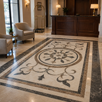 Médaillon et incrustation décorative de sol en marbre naturel découpé au jet d'eau PerfectStone sur mesure pour projets de villas et d'hôtels