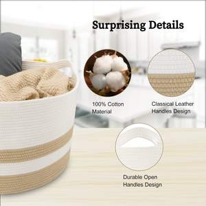 Hot Sale <b>Basket</b> Cotton <b>Rope</b>, Large Blanket <b>Basket</b> <b>Laundry</b> Hamper for Throws, Pillows, Blanket OEM Made in Vietnam - Product Image 3