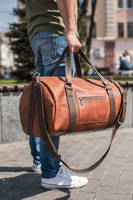 Sac de Voyage Week-end Luxe Décontracté en Cuir Véritable et Polyester, avec Fermeture Éclair, Sac Bandoulière, Sac de Sport Grande Capacité Durable