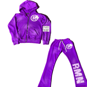 Ensemble survêtement imprimé personnalisé pour hommes, avec pantalon de survêtement évasé, chemise à fermeture éclair, noir avec patchs brodés et logo - Product Image 5