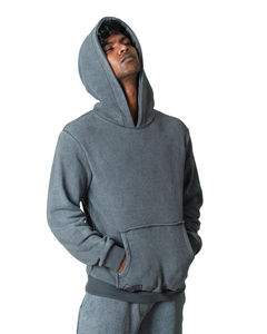 Sweat-shirts à capuche surdimensionnés vintage thermiques à épaules tombantes délavés à l'acide personnalisés pour hommes en tissu lourd délavé à l'acide Taille plus - Product Image 4