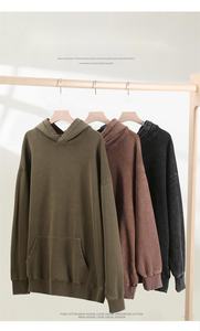 เสื้อฮู้ดโอเวอร์ไซส์ผ้าคอตตอนสำหรับผู้ชายเสื้อครอปเย็บปักลายกรดซีดจางทรงโอเวอร์ไซส์วินเทจแบบกำหนดเองขายส่ง - Product Image 6