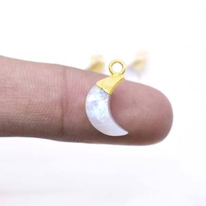 Colgante de Piedra Lunar en Forma de Media Luna, Chapado en Oro, Amuleto de Media Luna, Joyería Pequeña Hecha a Mano, Regalo DIY - Product Image 3