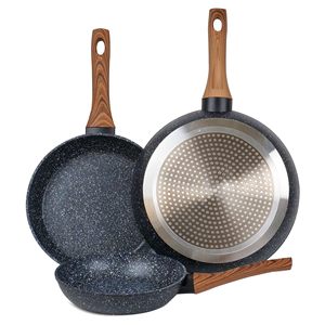 Set di 3 Padelle Antiaderenti in Granito Wellhouse, Adatte al Forno, con Manico in Legno Rimovibile Resistente al Calore - Product Image 1