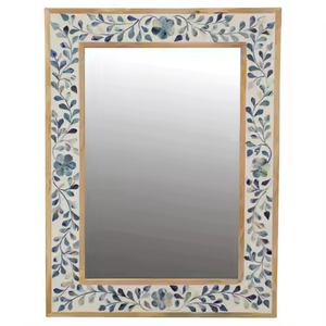 Accesorios de Decoración Modernos y Personalizados para Hoteles u Hogares, Marco de Espejo de Pared Ecológico con Incrustaciones de Hueso, Diseño Floral - Product Image 1