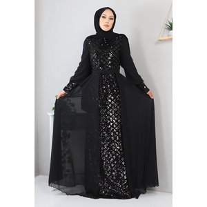 Vestido de Noche Sencillo con Corte en A, Detalle de Volantes, Cintura Imperio, Mangas Cortas, Estampado Floral de Encaje, Largo Maxi hasta el Suelo para Fiesta, Talla XL - Product Image 4