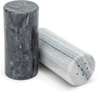 Elegante Juego de Saleros y Pimenteros de Mármol Beige con Bandeja de Madera para Decoración de Mesa de Comedor y Cocina, Precio de Mayoreo en Oferta
