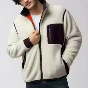 Custom Unisex Winter Sherpa Zip Fleece <b>Jacket</b> Quality <b>Long</b> Sleeve Stand Collar Front Logo Breathable Outdoor Zipper - Product Image 4