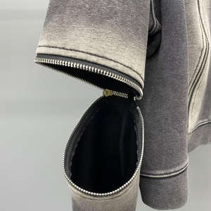 Women's 100% Cotton Boxy Full <b>Zip</b>-<b>up</b> <b>Cropped</b> Hoodie Front Embroidered Solid Eco-Friendly Autumn/Winter Design Sunfade Effect - Product Image 3