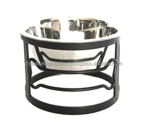 Comedero individual para mascotas de diseño moderno, cuencos redondos negros de metal para perros y gatos con soporte de alimentación elevado con diseño de hueso - Product Image 2